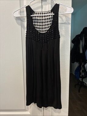 Black Crochet-Back Tank Top